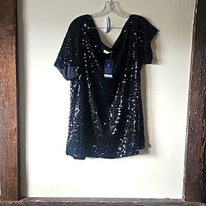Anna-Kaci Sparkle and Shine Black Sequins top